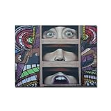Vlies Leinwandbild Abstraktes menschliches Gesicht druckt Kunstplakat Wandbild Street Art für Raumdekoration 60x90cm