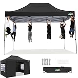 COBIZI Pavillon 3x4,5 wasserdicht stabil Winterfest 2.0, Pavillon 3x4,5 Faltpavillon 3x4,5 Partyzelt, Gartenpavillon UV Schutz mit 4 Seitenteilen Festival Partyzelt Sonnenschutz Pavillon, Schw