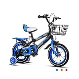 Fahrräder Fahrrad 12/14 / 16/18 Zoll Mit Zusatzrad Kinderfahrrad EIN-Gang-Fahrrad Jungen Und Mädchen Tretfahrrad (Color : Blau, S : 14 inches)