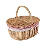 SOYDAN Wicker Picknickkorb Mit Liner, Hand Geflochtenen Korb Rattan Korb Für Picknick, Camping, Valentinstag, Thanksgiving, Geburtstag(34 * 23 * 17cm)