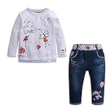 HuiSiFang Baby 2PCS Kinderkleidung Set Langarm Shirt Tops Jeanhose Set Kleidung Set Mädchen Kinder Mode Outfits für Frühling