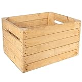 Creative Deco Holzkiste Hell | 50x40x30 cm | Alte Obstkiste Holz | Alte Kiste Natur | Vintage Holzbox | Ideal zur Obsternte, Gemüseernte, als Weinkiste, Aufbewahrungsbox