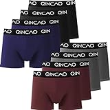 QINCAO Boxershorts Herren Retroshorts 5er-Pack/8er-Pack Unterhosen Männer Unterwäsche Baumwolle, QC-ZH01, 2 Schwarz+2 Dunkelgrau+2 Weinrot+2 Marineblau, XL