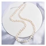 DJDEFK Perlen Ketten Echte weiße Süßwasserperlenkette für Frauen mit reinem 925er Sterling Silber Perlen Handgemachte Schmuck Magnetschließe Halskette (Gem Color : Gray, Length : 45cm)