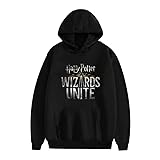 AMCYYZ Zauberstab Hoodie,Zauberschule Frontprint mit Kapuze und Tasche für Unisex Polyester-Sweatshirt,Geschenke für magische Filmliebhaber (Schwarz,XS)