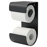 Sealskin Brix Toilettenpapierhalter mit integriertem Reserverollenhalter, Metall, Farbe: Schwarz