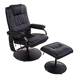 HOMCOM Massagesessel Relaxsessel Fernsehsessel TV Sessel mit Massagefunktion inkl. Hocker Kunstleder Schwarz 77 x 84 x 95 cm