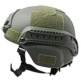 MaylFre Airsoft Helm Outdoor einstellbar Gepolsterter taktischer Helm mit NVG-Halterung und Seitenschiene für Airsoft Paintball-Jagdschießen (Armee grün)