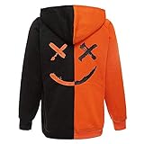 XIAOYAO Herren Basic Kapuzenpullover Sweatjacke Pullover Hoodie Sweatshirt (L(Höhe:170-175CM-Gewicht：55-63KG), Schwarz orange)
