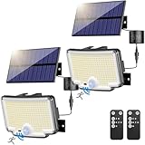 nipify 2 Stück Solarlampen für Außen mit Bewegungsmelder, 310 LED Super Helle 3 Modi Solarleuchte Aussen mit 270° Weitwinkelbeleuchtung, IP65 Wasserdichte Solar Wandleuchte mit 5M Kabel für G