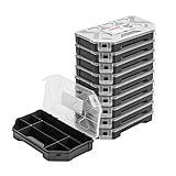 10x Sortimentskasten Kleinteilemagazin – 142 x 243 x 40 mm - Sortierkasten mit Transparent Deckel Sortierkoffer Werkzeugbox Sortimentskoffer