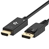 Rankie Verbindungskabel Displayport (DP) auf HDMI , 4K Auflösung Kabel, 1,8 m, Schwarz
