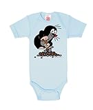 Logoshirt - Der Kleine Maulwurf Baby-Body Kurzarm Junge - Krtek Baby Strampler - hellblau - Lizenziertes Originaldesign, Größe 50-56