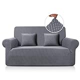 TAOCOCO Sofa Überwürfe Jacquard Sofabezug Elastische Stretch Spandex Couchbezug Sofahusse Sofa Abdeckung in Verschiedene Größe und Farbe (Hellgrau, 2-sitzer(139-175cm))