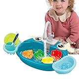 Baby Badewanne spielen Waschbecken - Spielküchenset für Geschirrspüler,Rollenspiel-Küchenspielzeug-Set mit verbessertem funktionierendem Wasserhahn und Geschirr-Spielset für Mädchen, Xiaoxin