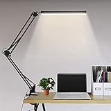 Schreibtischlampe LED Tischlampe Schreibtischlampen Klemmbar, 3 Farbtemperaturen 10 Helligkeiten Dimmbar USB Architektenlampe Memory Funktion, Geeignet für Büro, Lesen,Studieren,10W