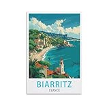LHJOIUN Frankreich Biarritz Vintage-Reiseposter, 60 x 90 cm, Kunstdruck auf Leinwand, für Wohnzimmer, Schlafzimmer, Heimdekoration, moderne Kunst