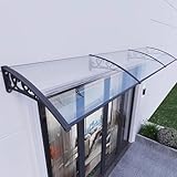 Gartenüberdachung für den Außenbereich, gebogenes Fenster, Regenschutz mit Aluminiumhalterungen, UV-beständig, Polycarbonat, Veranda-Markise (120 x 80 cm)