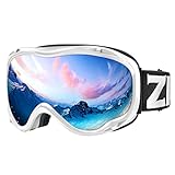 ZIONOR Skibrille für Herren Damen Jugend, Lagopus Snowboard Brille Verspiegelt OTG UV-Schutz Anti-Nebel Schneebrille für Snowboarden Skifahren Sk
