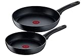 Tefal G28191 Black Stone 2-piece pan set, 24/28 cm, Non-stick coating, Thermo signal temperature indicator, suitable for induction, black