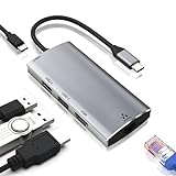 USB C Hub, USB C auf Ethernet 5 in 1 Multiport-Adapter, Typ C Hub, MacBook-Adapter mit 4K HDMI, 2 USB 2.0, 86W PD Laden, Ethernet-Anschluss, kompatibel mit MacBook Pro/Air und anderen USB-C-Geräten