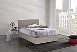 Talamo Italia Anna Doppelbett mit Container, Made in Italy, Bett mit Kunstlederbezug, Frontöffnung, geeignet für Matratze 160x200 cm, Taupe