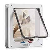 Katzenklappe Hundeklappe 23.5*25*5.5cm 4 Wege Magnet-Verschluss für Katzen und kleine Hunde - Hundetür Katzentür Haustierklappe ( Weiß L )