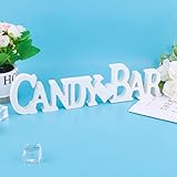 Candy Bar Deko Holz Weiß Candybar Schriftzug Holz Tisch Ornament Sweetsbar Tischdekoration für Hochzeit Geburtstag Candybar Party usw.