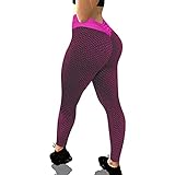 Damen ungezwungene, enge Gesamtmenge, Fitness Sport Taille Yogahosen Hosen Hoch -waistische hip enge Leggings Outdoor -Sportjogging -Yogahosen Stretch-Sportfitnesshose Fitnesshosen (Pink, XXL)