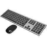 Kabellose Tastatur Maus Kombination, Ergonomisches Design, 110 Tasten Tastatur, 2,4 G Maus Set mit Rutschfesten Pads, Wiederaufladbare USB Tastatur für Windows Laptops Desktops