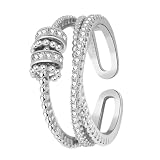 VALICLUD S925 Offene Finger Ringe Für Frauen Modischer Knuckle Ring Verstellbarer Statement Ring Platinfarben Rotierender Ring Für Alltag Und B