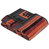 Ibena Berat Kuscheldecke 150x200 cm - gestreifte Decke dunkelrot orange, Pflegeleichte und kuschelweiche Baumwollmischung