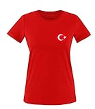 Luckja EM 2016 Trikot Türkei Fanshirt EM02 Damen Rundhals T-Shirt