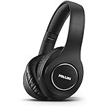 Bluetooth Headphones Over Ear, Pollini Wireless Headset V5.0 with Deep Bass, Soft Memory-Protein Earmuffs and Built-in Mic for iPhone/Android Cell Phone/PC/TV (Black)