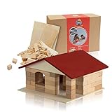 Maurer Max BERGHÜTTE Bausatz mit Holzleim Holzspielzeug Bauklötze Lernspielzeug Konstruktionsspielzeug Holzklötze