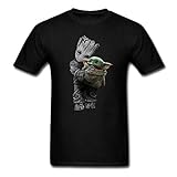 Groot Mashup-Baby Yoda Manda Kurzarm T-Shirt Trendgrafiken Rundhalsausschnitt lose Pyrographie T-Shirt Importiert 7D gemalte Mode O-Ausschnitt Student Mann Frau Top für zu Hause