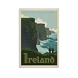 Vintage-Poster, Motiv: Weltreise Irland, dekorativer Druck, Leinwand, Wandkunst, Poster, Schlafzimmer, Malerei, 20 x 30 cm