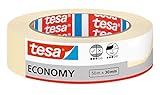 tesa Malerband ECONOMY - Vielseitiges Klebeband für Malerarbeiten ohne Lösungsmittel - Bis zu 4 Tage nach Gebrauch rückstandslos entfernbar, 50 m x 30 mm