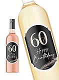 JoliCoon 60. Geburtstag Flaschenetikett - Perlmuttlack veredelt - 8,5x12cm - Happy Birthday 60