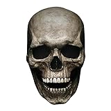 GQFDBS Vollkopf-Schädelmaske, Helm mit beweglichem Kiefer, Schwarz Skull Maske Halloween Kostüm Party Latex Masken Totenkopf Menschlicher Schädel, Personalisiertes Geschenk (A)