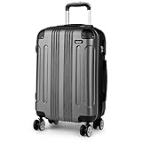 Kono Zwillingsrollen Koffer Reisekoffer Mittelgross Trolley Hartschale ABS Gepäck Spinner Rollenkoffer (Grau, L(65 cm - 65 L))