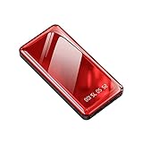 LLKJ Abnehmbare Powerbank mit Spiegeloberfläche 20000 mAh Mobile Powerbank mit großer Kapazität und eigener Linie Mode (Color : Agate red, Size : 20000mAh)