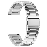 Fullmosa Edelstahl Uhrenarmband 22mm für traditionell Uhr, Kompatibel mit Samsung Galaxy Watch 3 45mm/Galaxy Watch 46mm/Huawei GT /GT2 46mm/Garmin Vivoactive 4, 22mm Silber