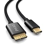 0,3m Nylon USB C-Micro USB 3.1 Gen 1 | USB 3.0 Festplattenkabel, 5Gbit/s, USB HDD Kabel, Datenkabel, Ladekabel schwarz, USB C Stecker auf Micro B Stecker