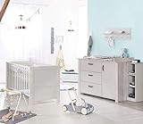 roba Komplett-Kinderzimmer „Mila“, Baby-/Kinderzimmerset inkl. Baby-/Kinderbett mit einer Liegefläche von 70 x 140 cm und Wickelkommode mit Wickelansatz, grau/weiß