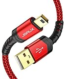 JSAUX Mini USB Kabel [2 Stück 1M+2M] USB A auf USB 2.0 Mini B Ladekabel Kompatibel mit PS3 Controller,Dash Cam,Garmin GPS Navi,Blue Yeti,Ti-84 Plus CE MP3 Player,Tiptoi,Canon (Rot)