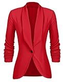 UNibelle Blazer für Damen Elegant Einfarbige Blazerjacke Freizeit Coat 3/4 Arm Geschäft Büro Blazer Anzug Sportlich Rot S
