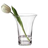 Leonardo Ravenna, Vase aus Glas, handgefertigte, elegante, moderne, Deko-Vase aus transparentem Klarglas, Unikat, Höhe: 18 cm, 012117, 1 Stück