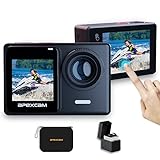 Apexcam 4K 60FPS 24MP Ultra HD Action Cam Dualscreen Touchscreen 40M wasserdichte Unterwasserkamera EIS Stabilisierung 170° Weitwinkel WiFi Fernbedienung mit 2x1350mAh Akkus und Zubehör Kit