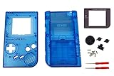THE TECH DOCTOR -Gehäuse für Gameboy Classic DMG-01, Gehäuse für Bildschirmlinse und Tasten, professionelles -Set inkl. Werkzeug (durchsichtiges Blau)
